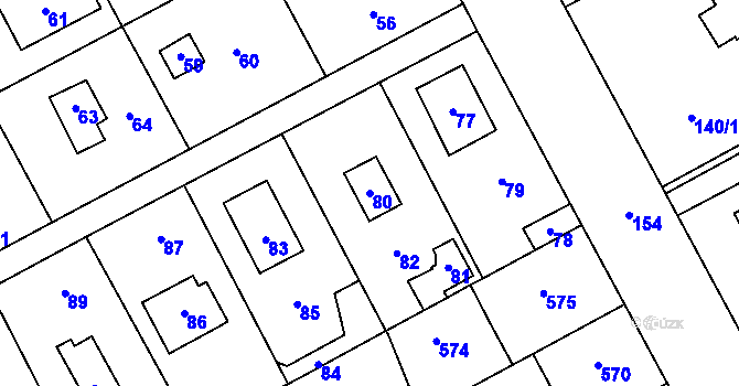 Parcela st. 80 v KÚ Káraný, Katastrální mapa