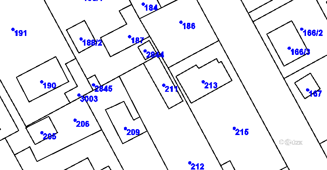 Parcela st. 211 v KÚ Káraný, Katastrální mapa