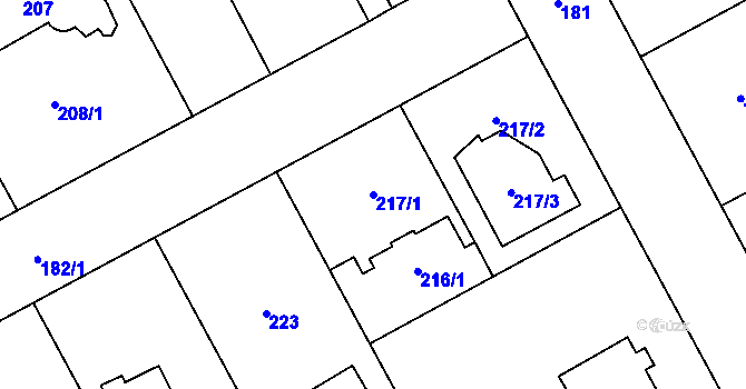 Parcela st. 217/1 v KÚ Káraný, Katastrální mapa