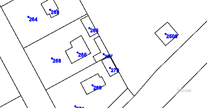 Parcela st. 267 v KÚ Káraný, Katastrální mapa