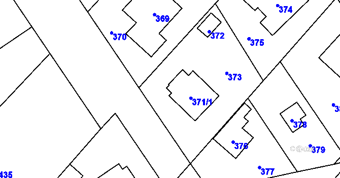 Parcela st. 371/2 v KÚ Káraný, Katastrální mapa