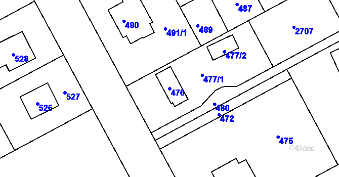 Parcela st. 476 v KÚ Káraný, Katastrální mapa