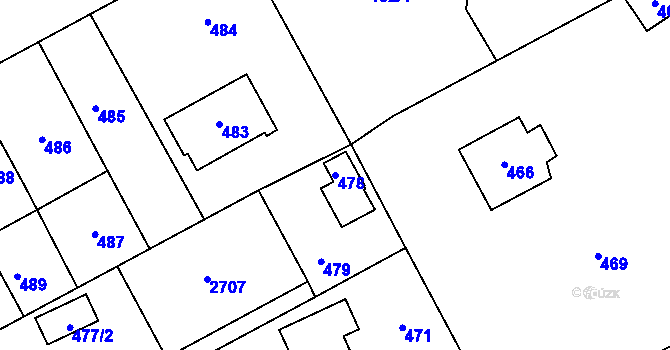 Parcela st. 478 v KÚ Káraný, Katastrální mapa