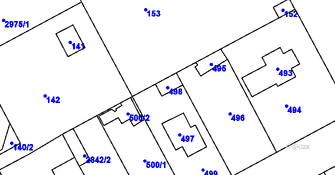 Parcela st. 498 v KÚ Káraný, Katastrální mapa
