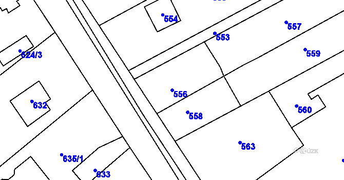 Parcela st. 556 v KÚ Káraný, Katastrální mapa