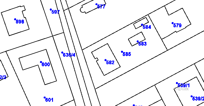 Parcela st. 582 v KÚ Káraný, Katastrální mapa