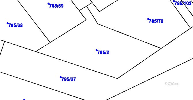 Parcela st. 785/2 v KÚ Káraný, Katastrální mapa