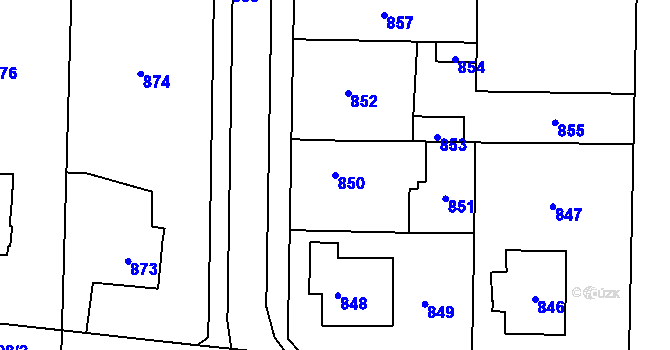 Parcela st. 850 v KÚ Káraný, Katastrální mapa