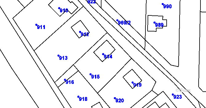 Parcela st. 914 v KÚ Káraný, Katastrální mapa
