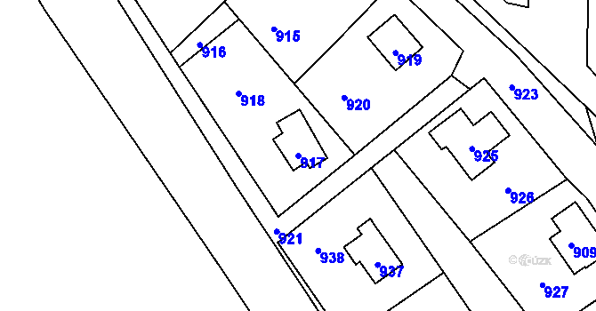 Parcela st. 917 v KÚ Káraný, Katastrální mapa