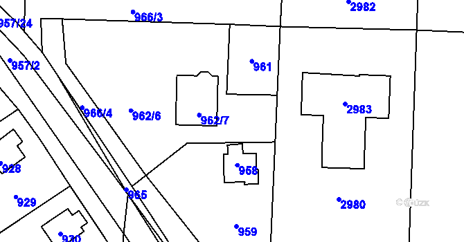 Parcela st. 962 v KÚ Káraný, Katastrální mapa