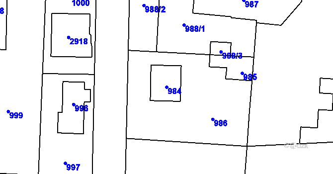 Parcela st. 984 v KÚ Káraný, Katastrální mapa