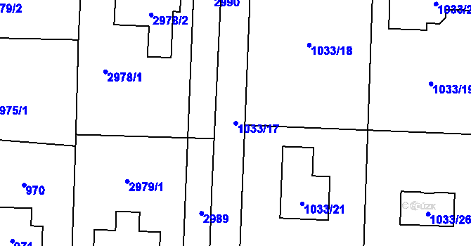 Parcela st. 1033/17 v KÚ Káraný, Katastrální mapa