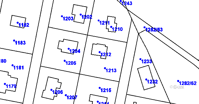 Parcela st. 1212 v KÚ Káraný, Katastrální mapa