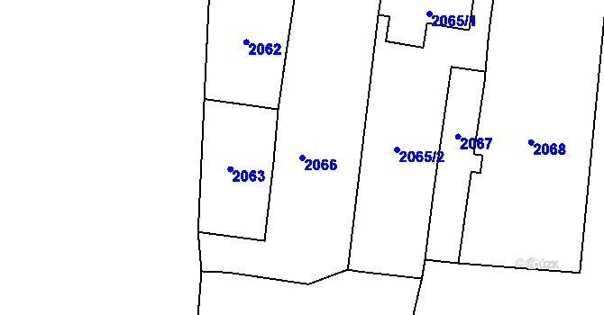 Parcela st. 2066 v KÚ Káraný, Katastrální mapa