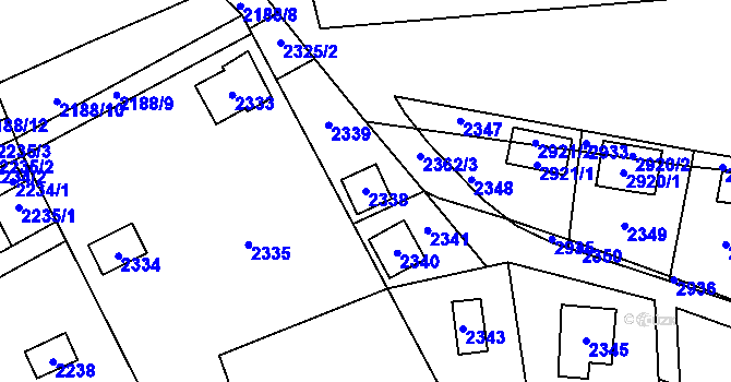 Parcela st. 2338 v KÚ Káraný, Katastrální mapa