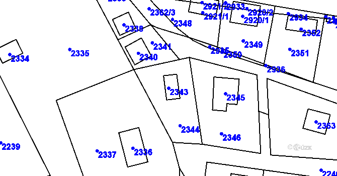 Parcela st. 2343 v KÚ Káraný, Katastrální mapa