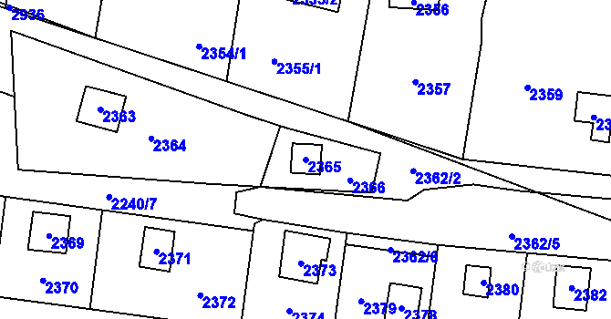 Parcela st. 2365 v KÚ Káraný, Katastrální mapa