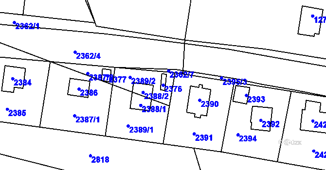 Parcela st. 2376 v KÚ Káraný, Katastrální mapa