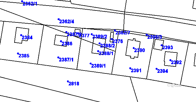 Parcela st. 2388/1 v KÚ Káraný, Katastrální mapa