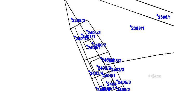 Parcela st. 2400/1 v KÚ Káraný, Katastrální mapa