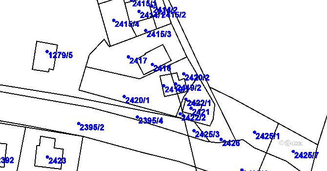Parcela st. 2419/1 v KÚ Káraný, Katastrální mapa