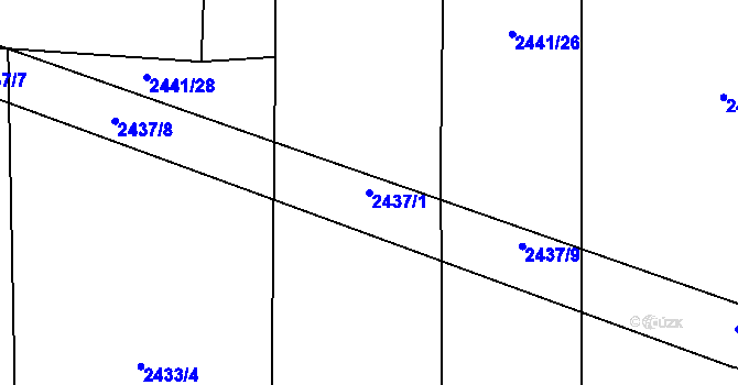 Parcela st. 2437/1 v KÚ Káraný, Katastrální mapa