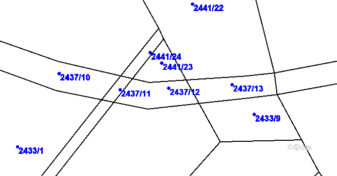 Parcela st. 2437/12 v KÚ Káraný, Katastrální mapa