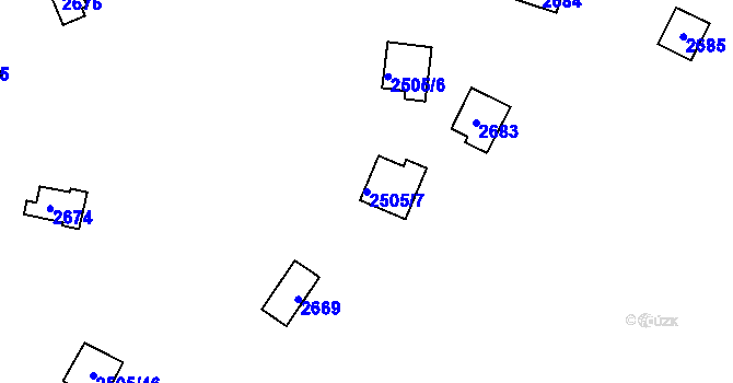 Parcela st. 2505/7 v KÚ Káraný, Katastrální mapa