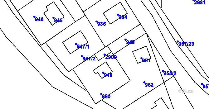 Parcela st. 2900 v KÚ Káraný, Katastrální mapa
