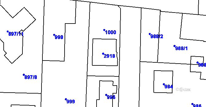 Parcela st. 2918 v KÚ Káraný, Katastrální mapa