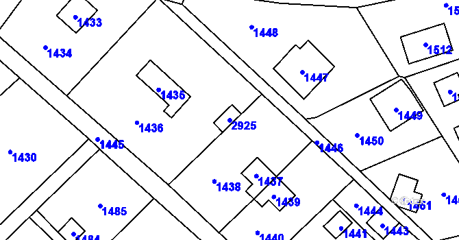 Parcela st. 2925 v KÚ Káraný, Katastrální mapa