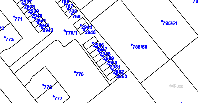 Parcela st. 2948 v KÚ Káraný, Katastrální mapa