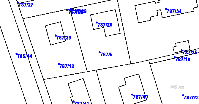 Parcela st. 787/5 v KÚ Káraný, Katastrální mapa