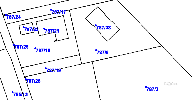 Parcela st. 787/8 v KÚ Káraný, Katastrální mapa