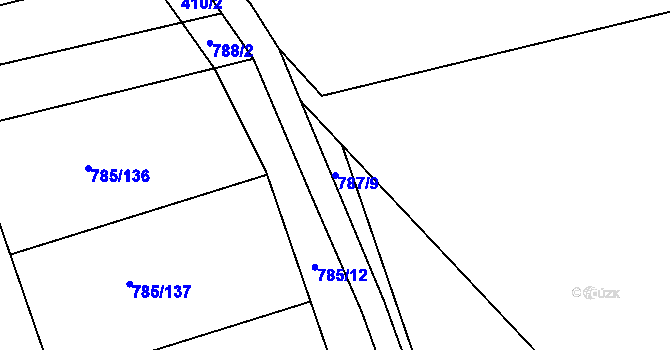 Parcela st. 787/9 v KÚ Káraný, Katastrální mapa