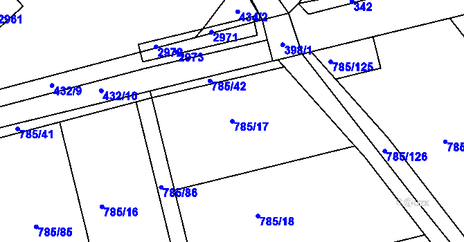 Parcela st. 785/17 v KÚ Káraný, Katastrální mapa