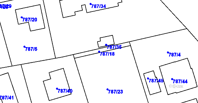Parcela st. 787/18 v KÚ Káraný, Katastrální mapa