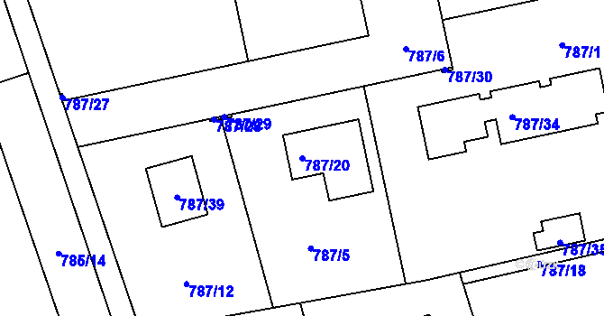 Parcela st. 787/20 v KÚ Káraný, Katastrální mapa
