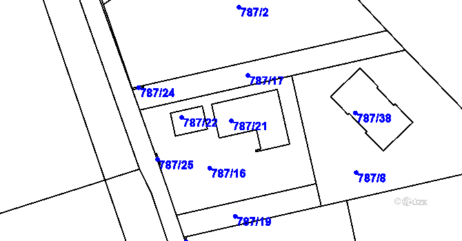 Parcela st. 787/21 v KÚ Káraný, Katastrální mapa