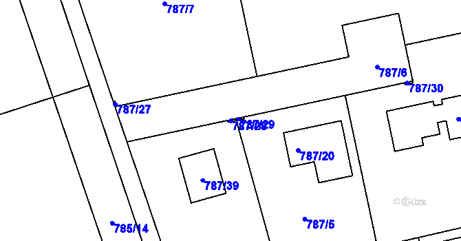 Parcela st. 787/28 v KÚ Káraný, Katastrální mapa