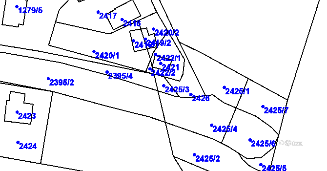 Parcela st. 2425/3 v KÚ Káraný, Katastrální mapa