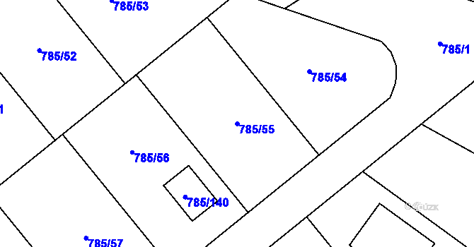 Parcela st. 785/55 v KÚ Káraný, Katastrální mapa