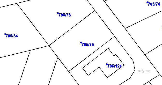 Parcela st. 785/75 v KÚ Káraný, Katastrální mapa