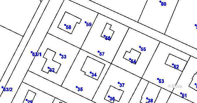 Parcela st. 57 v KÚ Nový Vestec, Katastrální mapa