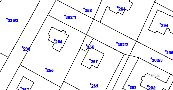 Parcela st. 266 v KÚ Nový Vestec, Katastrální mapa