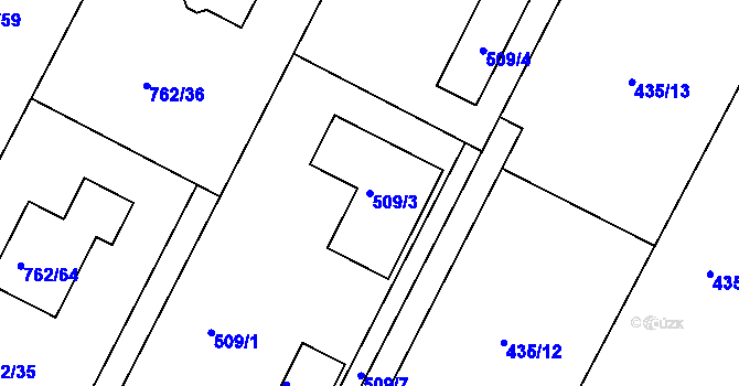 Parcela st. 509/3 v KÚ Nový Vestec, Katastrální mapa