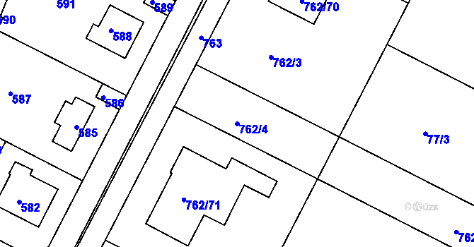 Parcela st. 762/4 v KÚ Nový Vestec, Katastrální mapa
