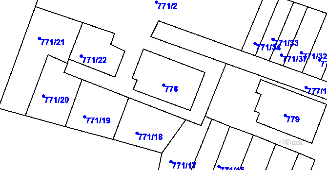 Parcela st. 778 v KÚ Nový Vestec, Katastrální mapa