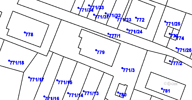 Parcela st. 779 v KÚ Nový Vestec, Katastrální mapa